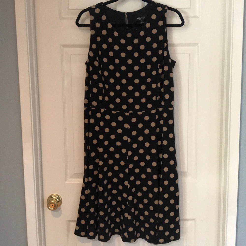 RN Studio Black/taupe polka dot dress